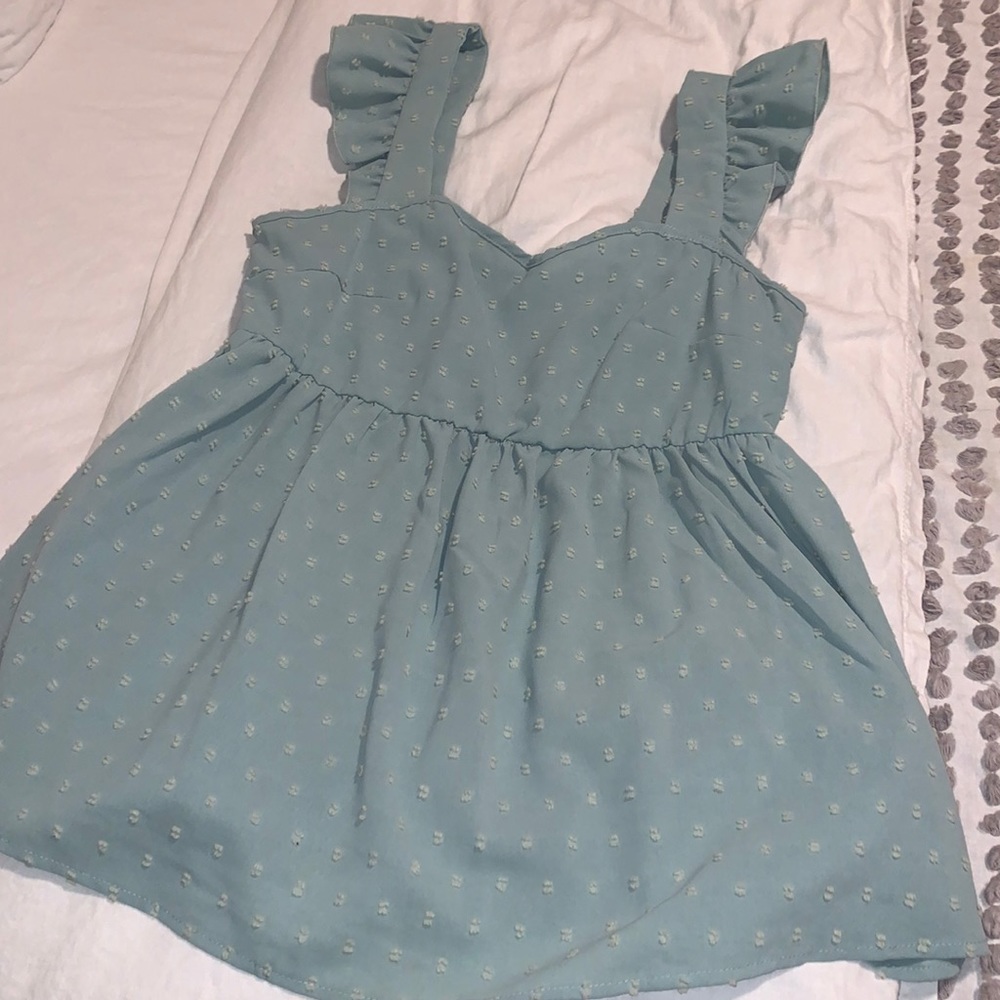 SHEIN Light Seafoam Green Ruffled Strap Babydoll Top